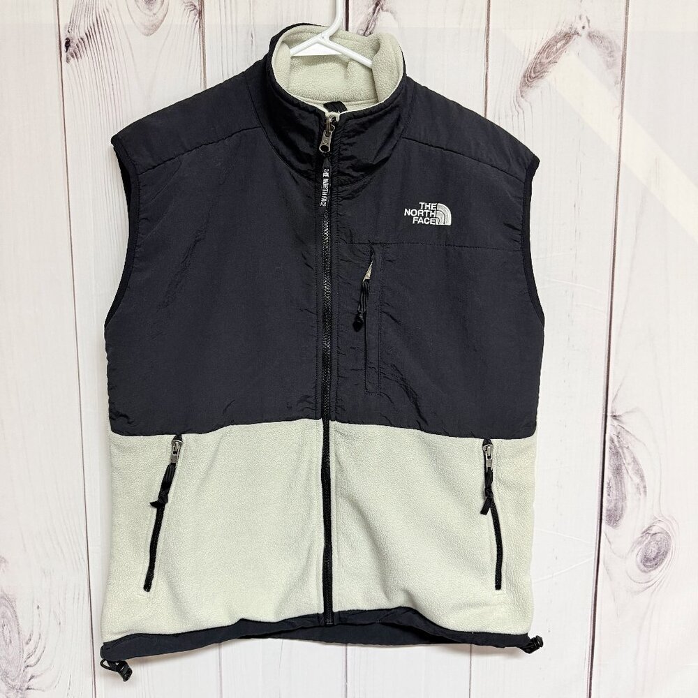 The North Face Womens Denali Vest M Ivory Black Vintage USA Fleece GUC